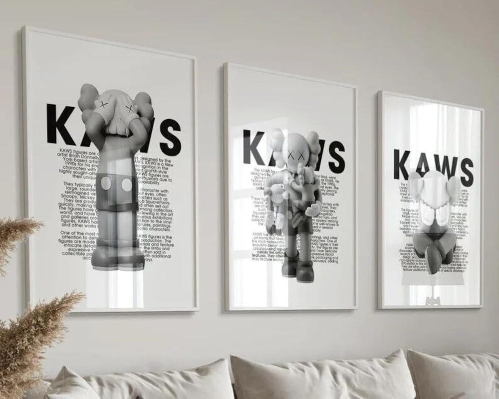 Pixie Posters Multi Colour Hypebeast Modern Wall Art Set Of 3 Grey White Frameless Posters (A2 Size 42Cmx59.4cm)