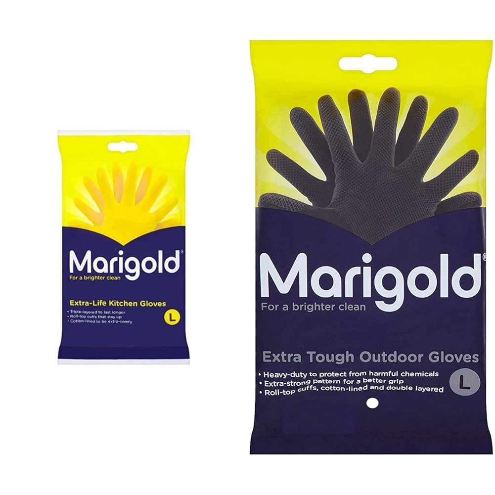 Marigold Women's Extra Life Kitchen Gloves Large Case of 6, Yellow, L Pack 6 UK Extra tough outdoor gloves - 1 pack, one pair (Size: L/8.5)