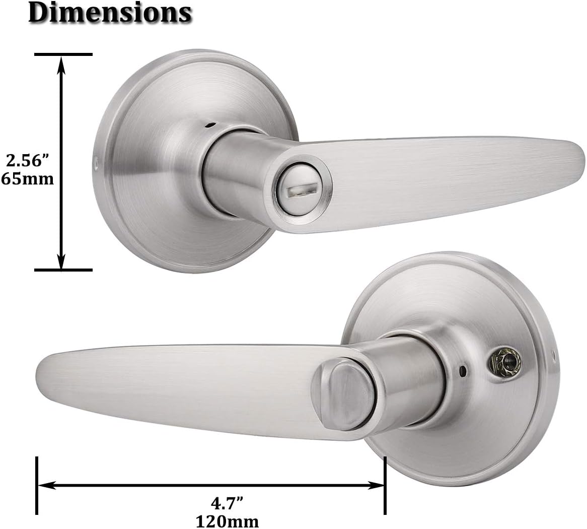Review Product 10 Pack Privacy Levers Bedroom Bathroom Door Locks Handles Satin Nikcel Finished,Thumb-Turn Locking Inside,Round Rosette 65mm,for Universal Doors Best Quality 🔥 10 Pack Privacy Levers Bedroom Bathroom Door Locks Handles Satin Nikcel Finished,Thumb-Turn Locking Inside,Round Rosette 65mm,for Universal Doors