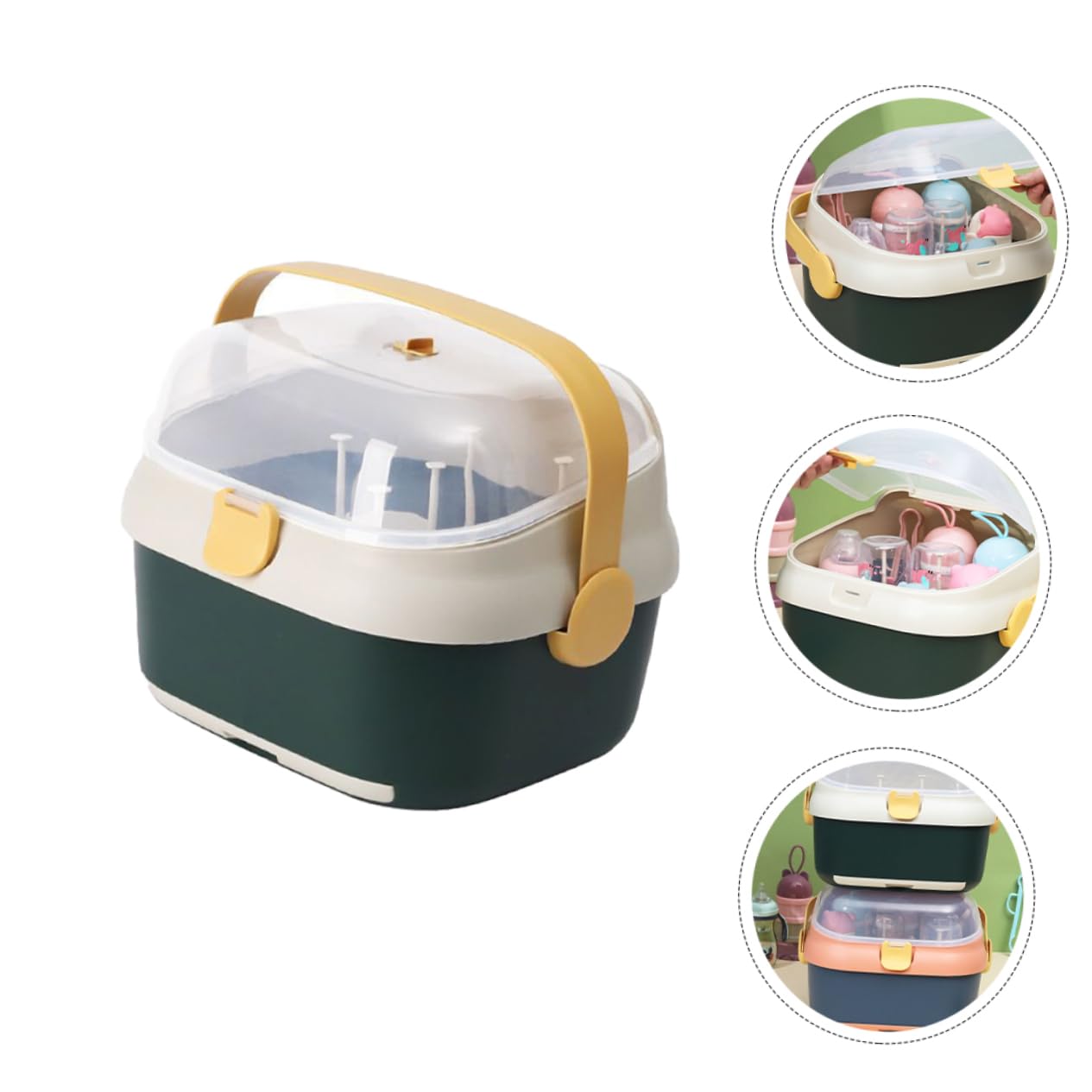 FRCOLOR Babyflaschen Trockenbox Großformat mit Abnehmbarer Abdeckung Flaschenhalter aus Kunststoff Aufbewahrung für Babyflaschen und Zubehör Staubgeschützt für Babypflege