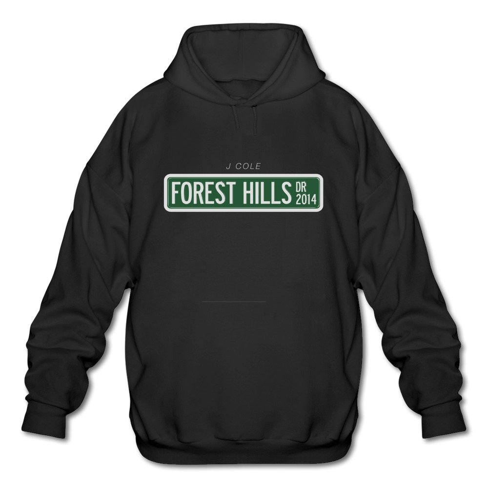 100% Cotton J Cole Studio Album 2014 Forest Hills Drive Logo Black Hoodies For Men