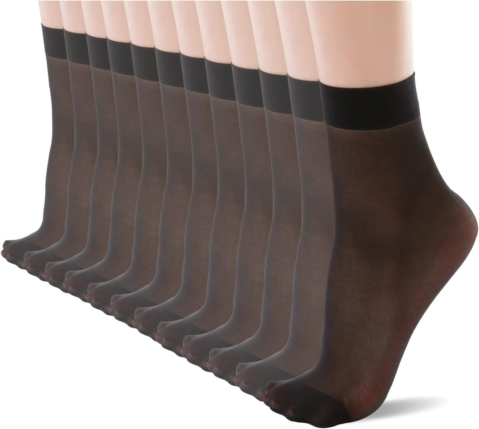 YAGAXI Women's Everyday Sheer Ankle Nylon pop socks - 12 Pack 20D Reinforced Toe with Comfort Top Hosiery
