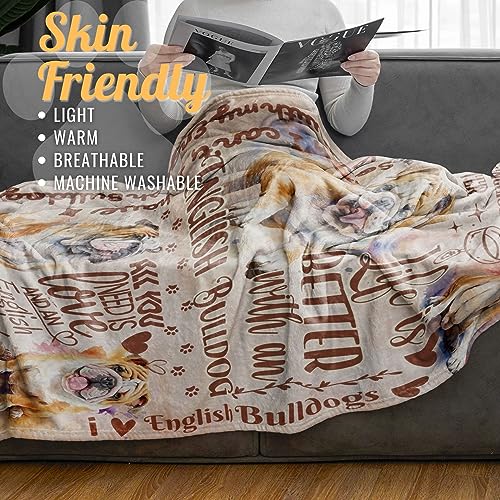 Image of English Bulldog Gifts for Women, Throw Blanket, 60x80 Inches