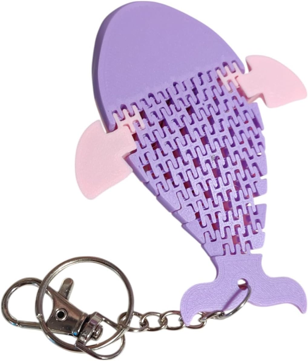 Articulated Narwhal Fidget Toy - Backpack Charm - Keychain - 3D Printed - Great Gift for narwhal Lovers - Stocking Stuffer (Pink/Lavender)