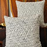 KEMA Soft Modern Jacquard Regular Use Decorative Cotton Throw Pillow Covers Grey Square 24x24 Inch N