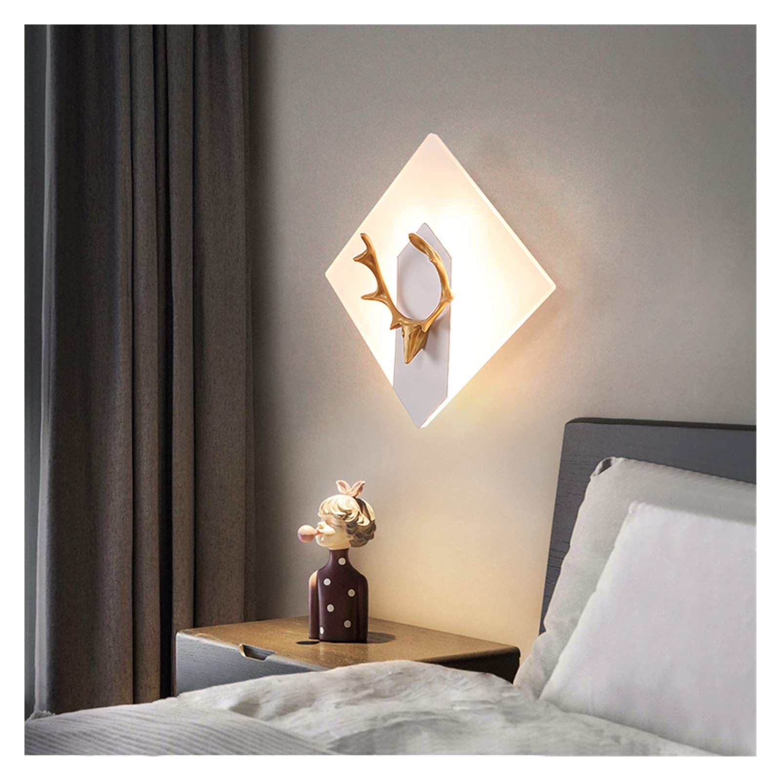 VDOQTLJT Wall lamp Modern LED Lamp Foyer Corridor Bedroom Beside Iron+Acrylic Lamps Sconce Room Decoration Light Chandelier Ceiling(Squarewhite,Coolwhite)