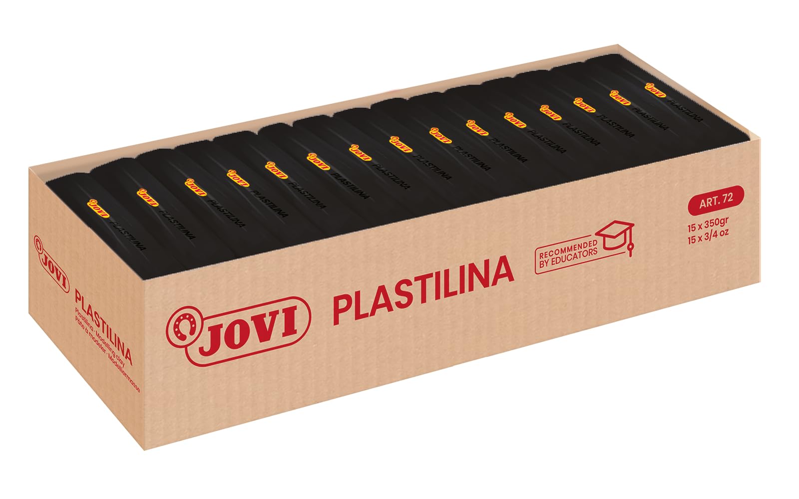 Jovi - Knete, Schwarz, 350 g, 15 Stück, Pflanzliche Modelliermasse | glutenfrei, ungiftig, Kreatives Spielen für Kinder ab 3 Jahren