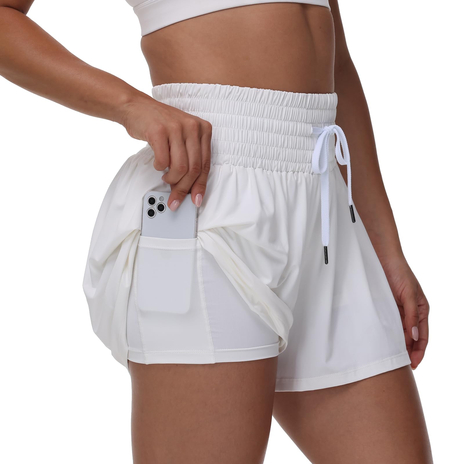 Blaosn Flowy Athletic Shorts for Women Gym Workout Running Short Pants High Waist Skort with Pocket Casual Summer Clothes