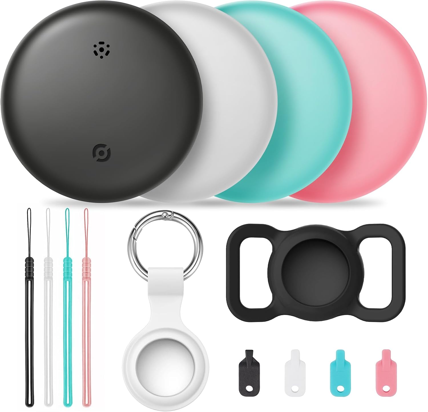 FIDECO Tracker Tag-4 Pack, Luggage Tracker for Suitcases, Bluetooth Tracker Works with Find My APP (iOS Only), Locator Tags for Keys, Wallet, Bags, Luggage, Pets and More