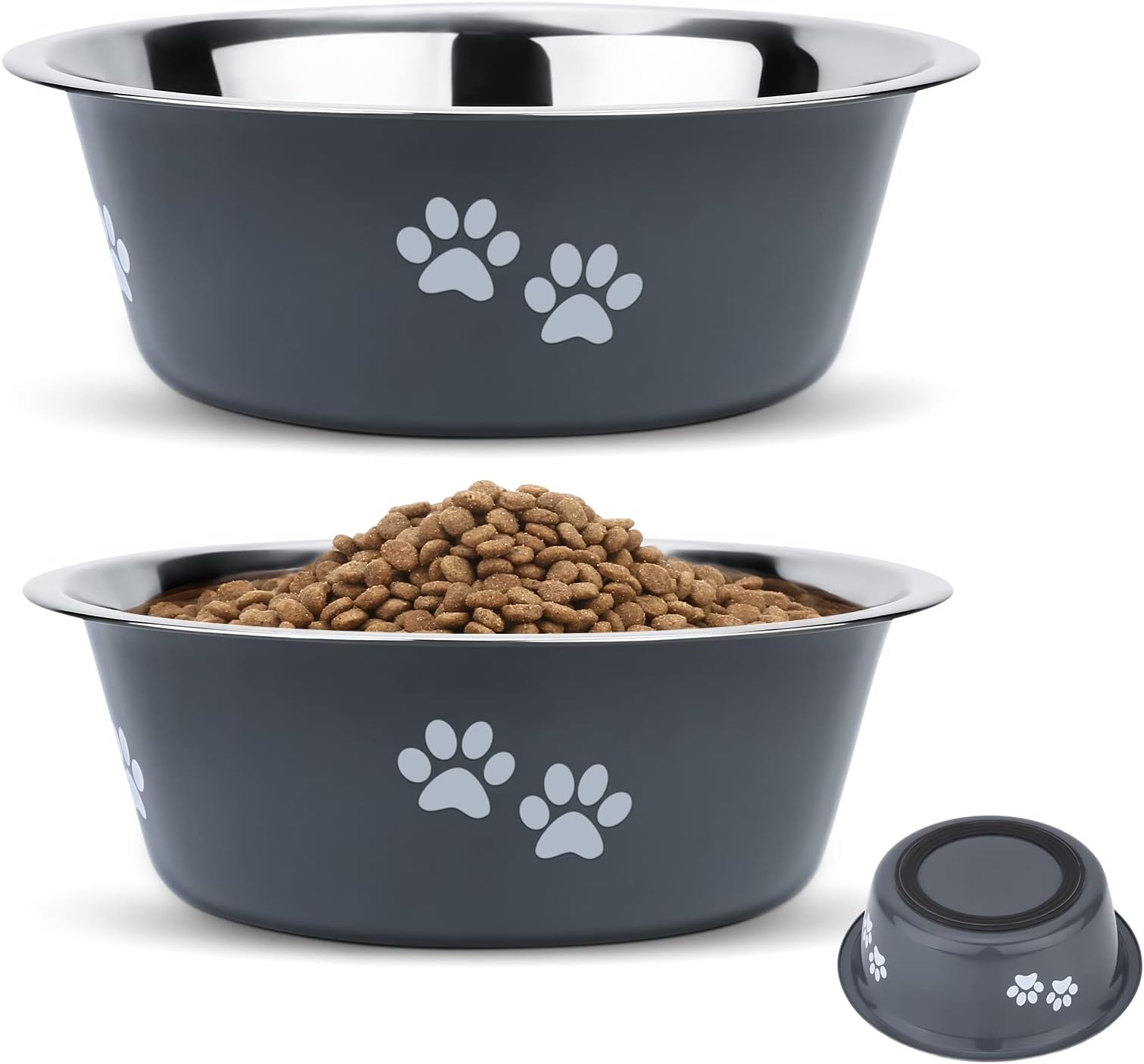 MLife Stainless Steel Dog Bowl with Rubber Base for Small and Medium