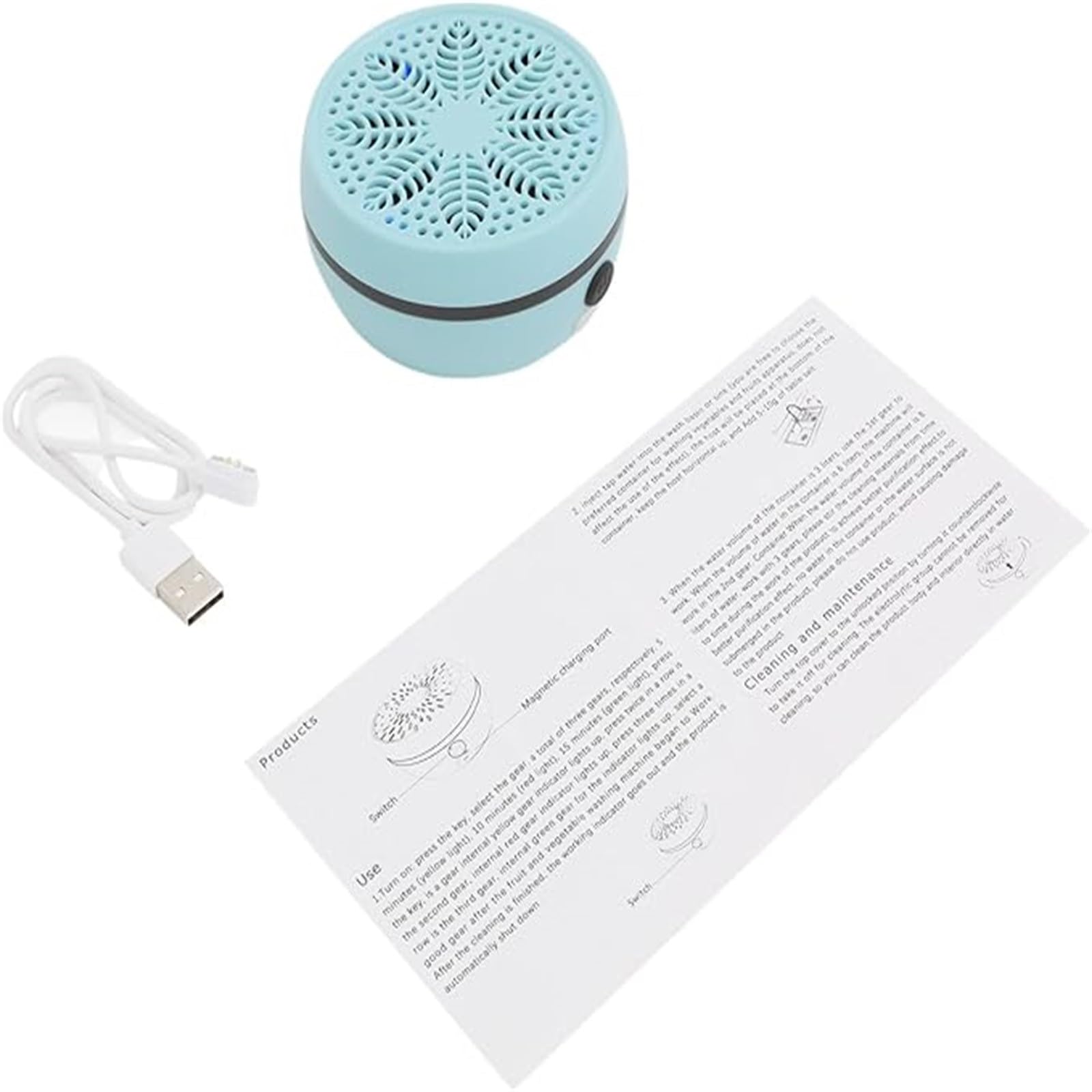 Automatic Fruit Cleaner, Fruit & Vegetable Washers, Rechargeable Fruit Washing Machine, Waterproof Fruit and Veg Cleaner, Food Purifier Durable | Kitchen Tool, for Grains Meat Seafood (Sky Blue) — view 7