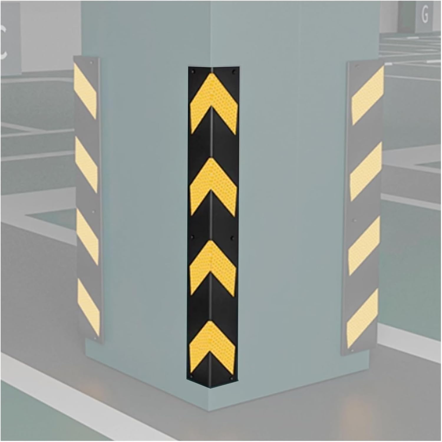 XPLKQXE Reflective Garage Wall EDG-e Protector, Rubber Wall Corner Guard, Wall Corner EDG-e and Bumpers, Corner Ant-i-Collision Strip for Parking Garages(1pcs)