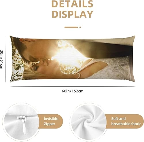 Miniatura 2 de Fundas de almohada personalizadas con imagen y texto, almohada personalizada de terciopelo de dos lados, 20 x 60 pulgadas, regalo personalizado para