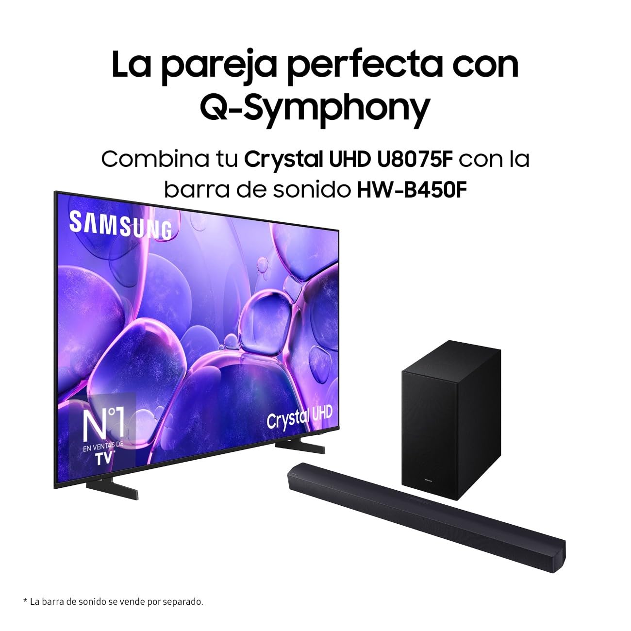Samsung TV 55 Pulgadas Crystal UHD U8075F 4K Smart TV, Colores increíbles con Crystal Processor 4K, Escucha Todos los Altavoces con Q-Symphony, Datos protegidos Knox Security y Gaming Hub