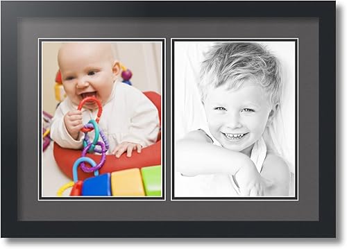 Miniatura 1 de ArtToFrames marco para fotos con alfabeto con 2 aperturas de 4 x 6 y marco negro satinado.