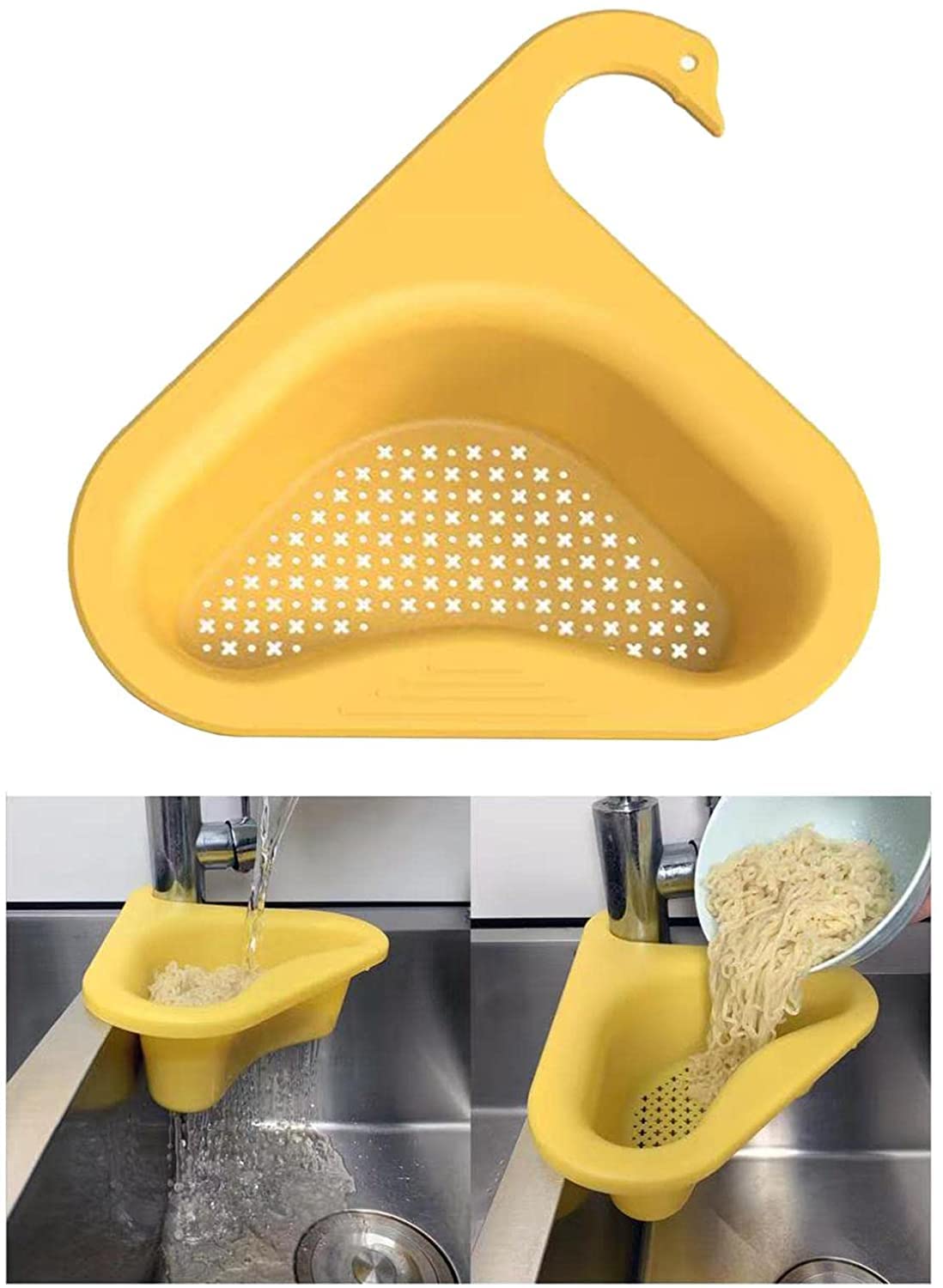 3 Pezzi Cestino Scolapiatti da Lavello Portaoggetti per Lavandino Cestello Filtri per Lavello Cigno Cestello di Scarico da Cucinaper Riporre Frutta,Verdura,Spazzatura,Avanzi Multifunzione