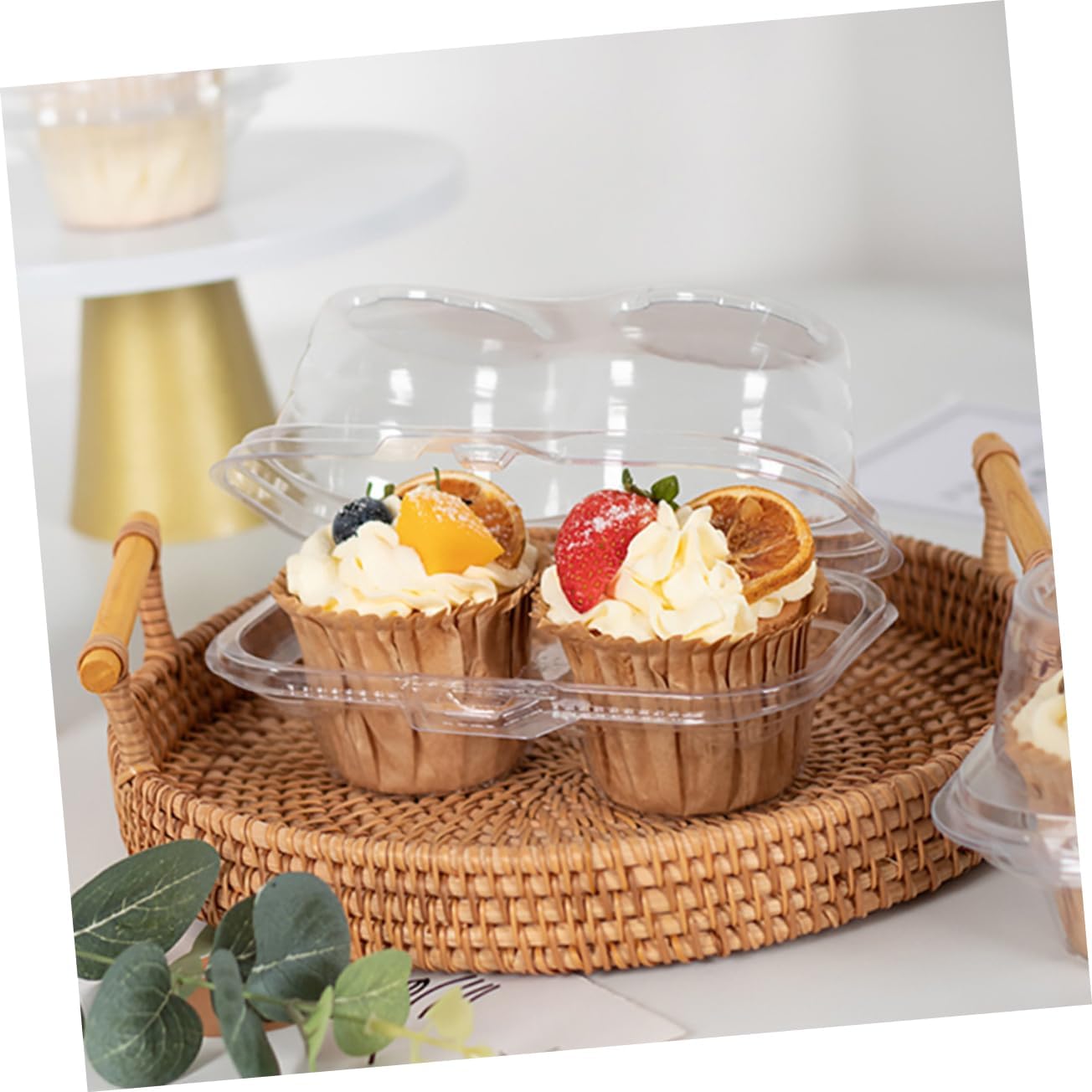 50pcs Two-compartment Cake Boxes Detachable Lid Food-grade Pe Storage Container for Cupcakes Muffins Cookies and Desserts Safe and Easy to Assemble