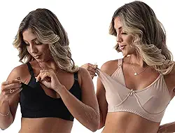 Kit 2 Sutiã Amamentação Reforçado Ajustável Lactante Preto Bege Adulto