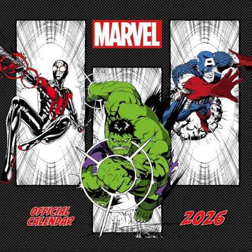 2026 CALENDAR MARVEL COMICS MONTH TO VIEW SQUARE WALL CALENDAR OF...