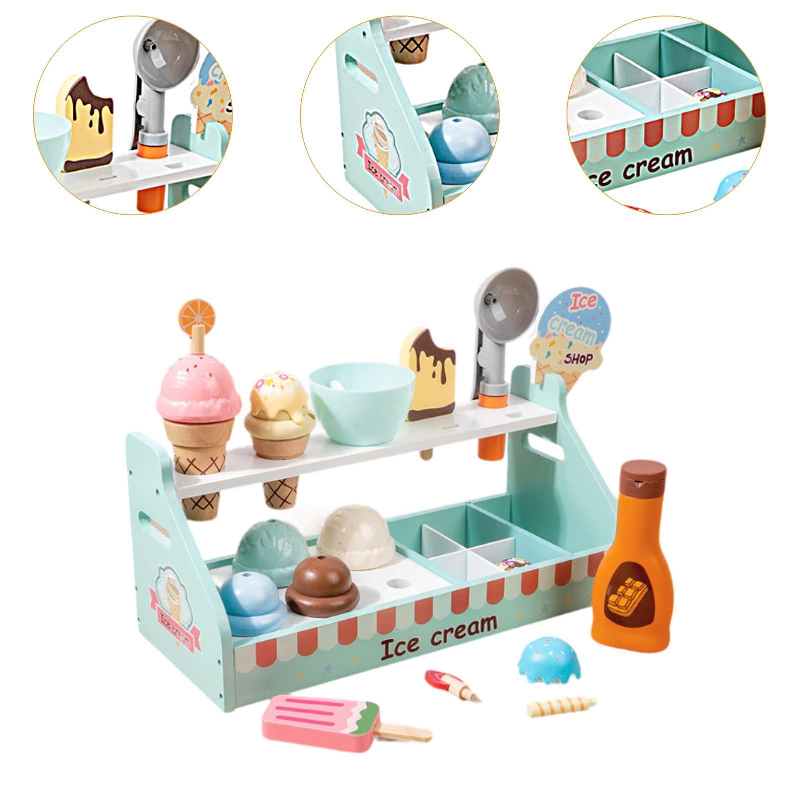 Juego de Helados de Madera, Juguete de Comida de Juguete, Juego de Helados