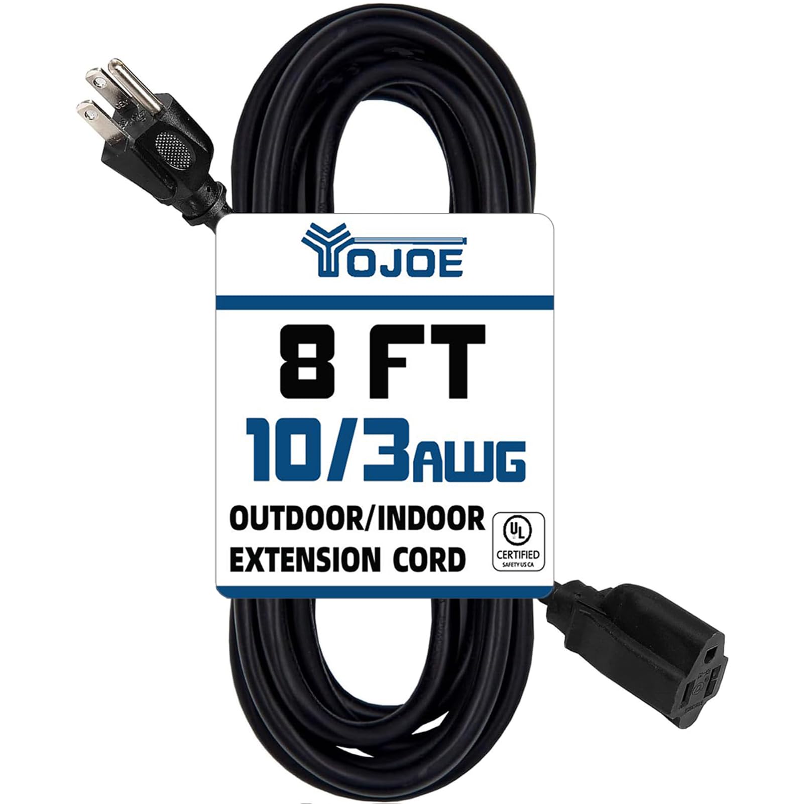 YOJOE - Cable de extensión negro de 10/3 de 8 pies, cable de extensión de calibre 10 resistente al agua SJTW de 3 puntas para decoración al aire última intervensión, jardinería, iluminación, camping,