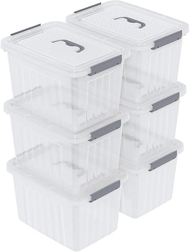 Miniatura 13 de Cajas de plástico con tapa de 14 cuartos de galón, contenedor de almacenamiento de plástico transparente con tapas, 4 paquetes