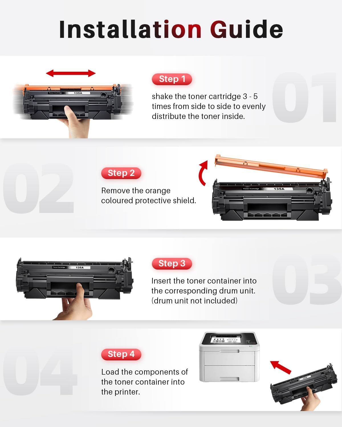 135A W1350A Tóner de Repuesto para HP 135A W1350A 135X W1350X LaserJet MFP M234dw M234sdw M234sdn M234dwn M209dw M209dwn M234 M209 (con Chip,2 Negro) — view 6