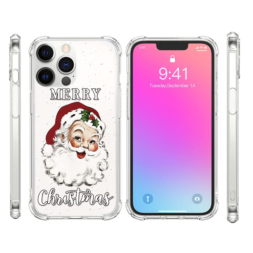 Retro Santa Aesthetic Pattern Phone Case Compatible with iPhone 13, Slim Fit Shockproof Drop Full Body Protection Case Cover for iPhone 13(2021) 6.1” (Retro Santa, 13(6.1"))