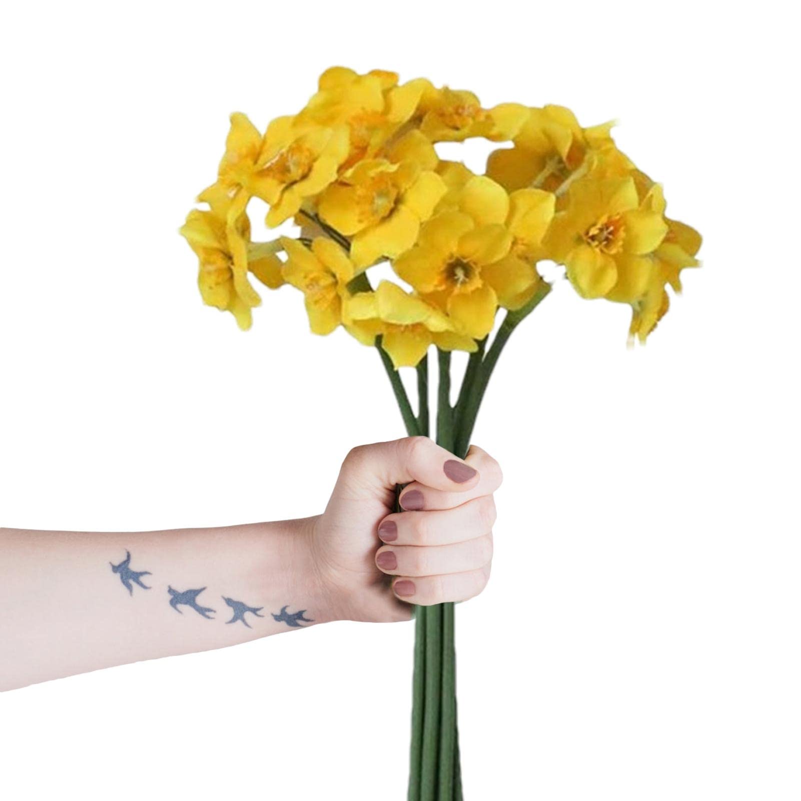 PW TOOLS Daffodils Artificial Flowers | Fake Artificial Flowers for Outdoors - Real Touch Flowers for Decoration, Spring Garland, Ceiling Decor