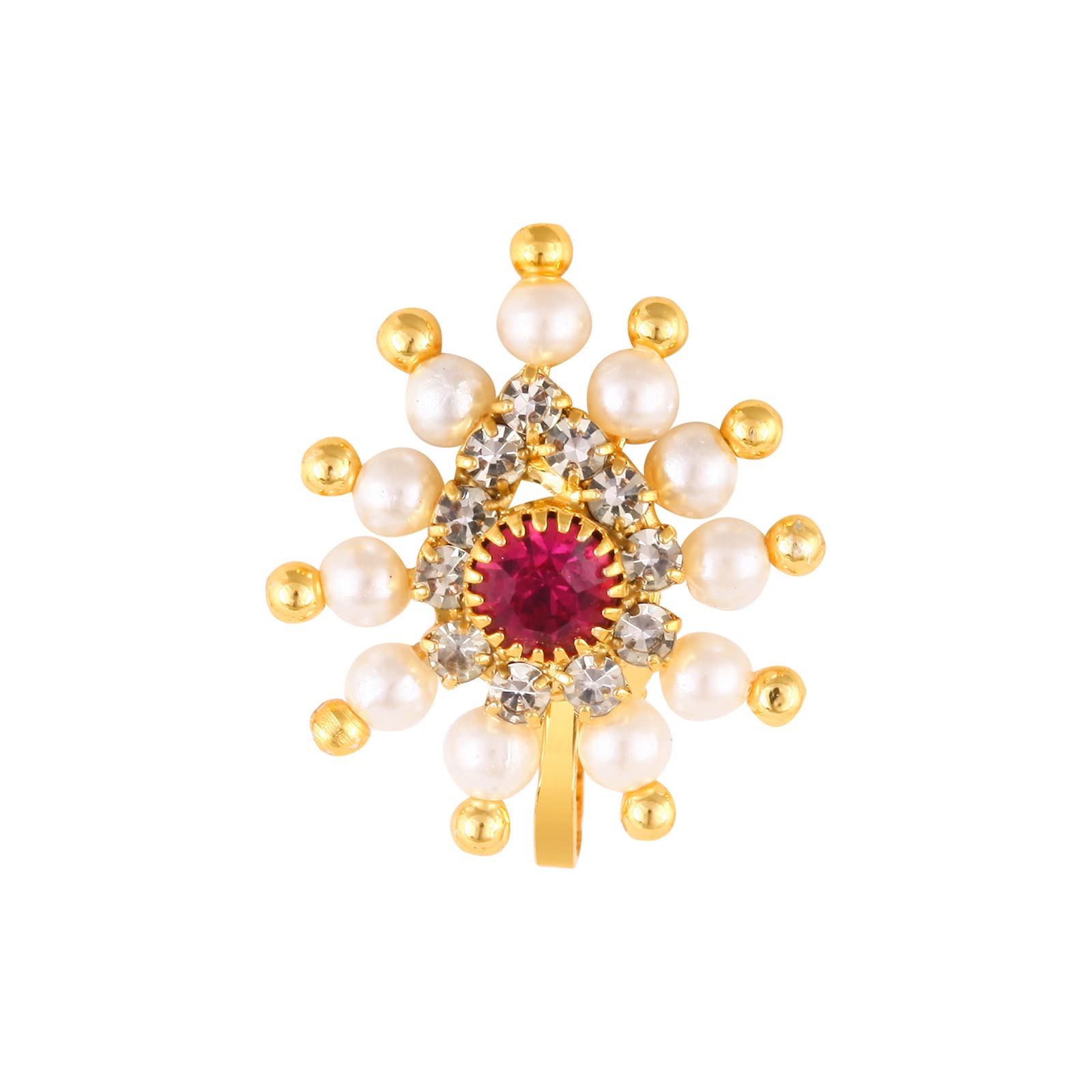 Vighnaharta Gold Plated with Pearl CZ and Artificial stone Clip-on Maharashtrian Nath Nathiya./ Nose Pin valentine day gift valentineday gift for her gift for him gift for women gift for women {VFJ1193NTH-Clipon-Red} (B0BF5MCTGN) Amazon Price History, Amazon Price Tracker