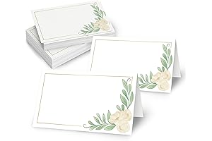 Rileys & Co 50 Pack Blank Seating Cards - White and Gold Place Cards