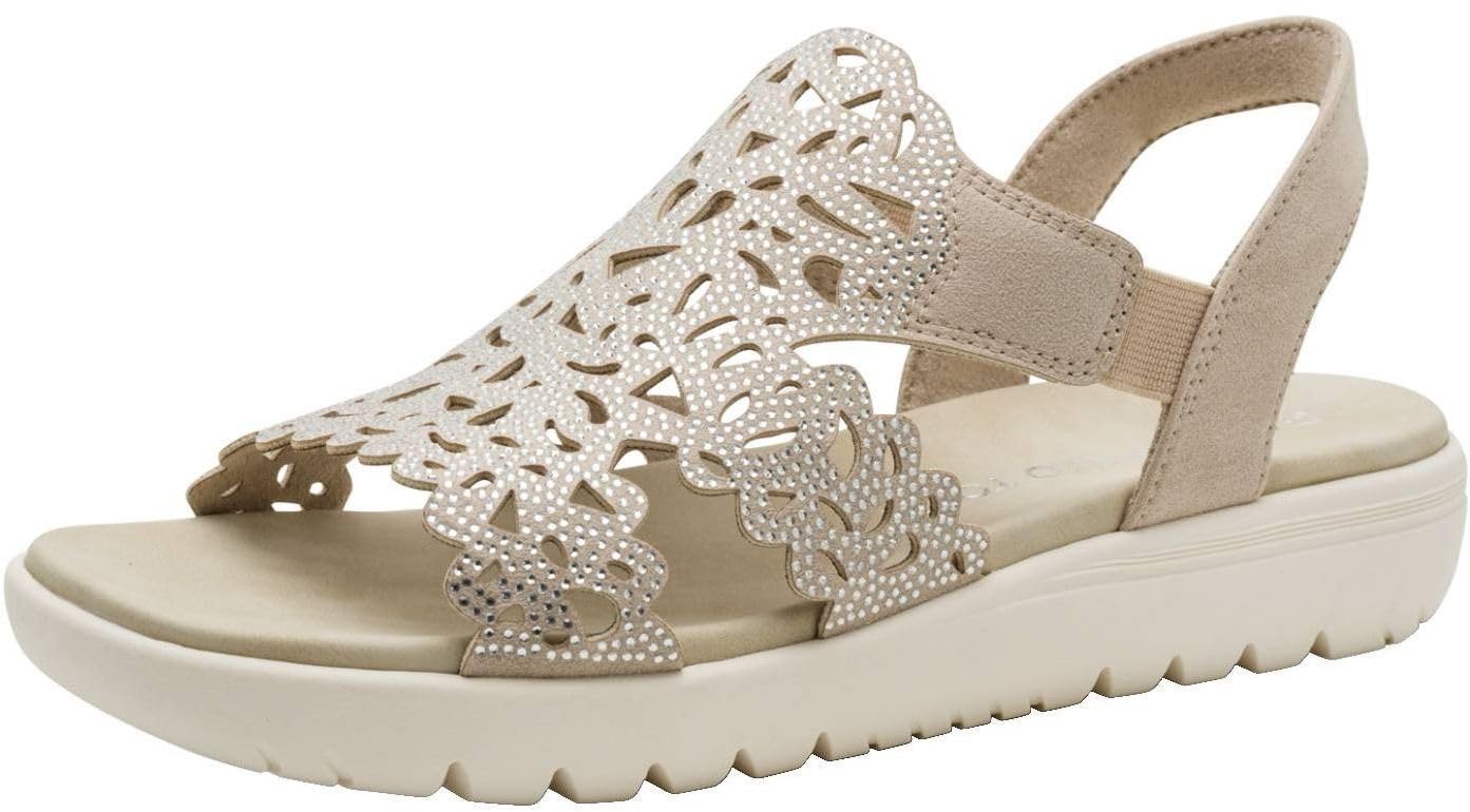 MARCO TOZZI Women Sandal soft Feel Me footbed Vegan soft lining Fashionable, beige (DUNE), 4.5 UK