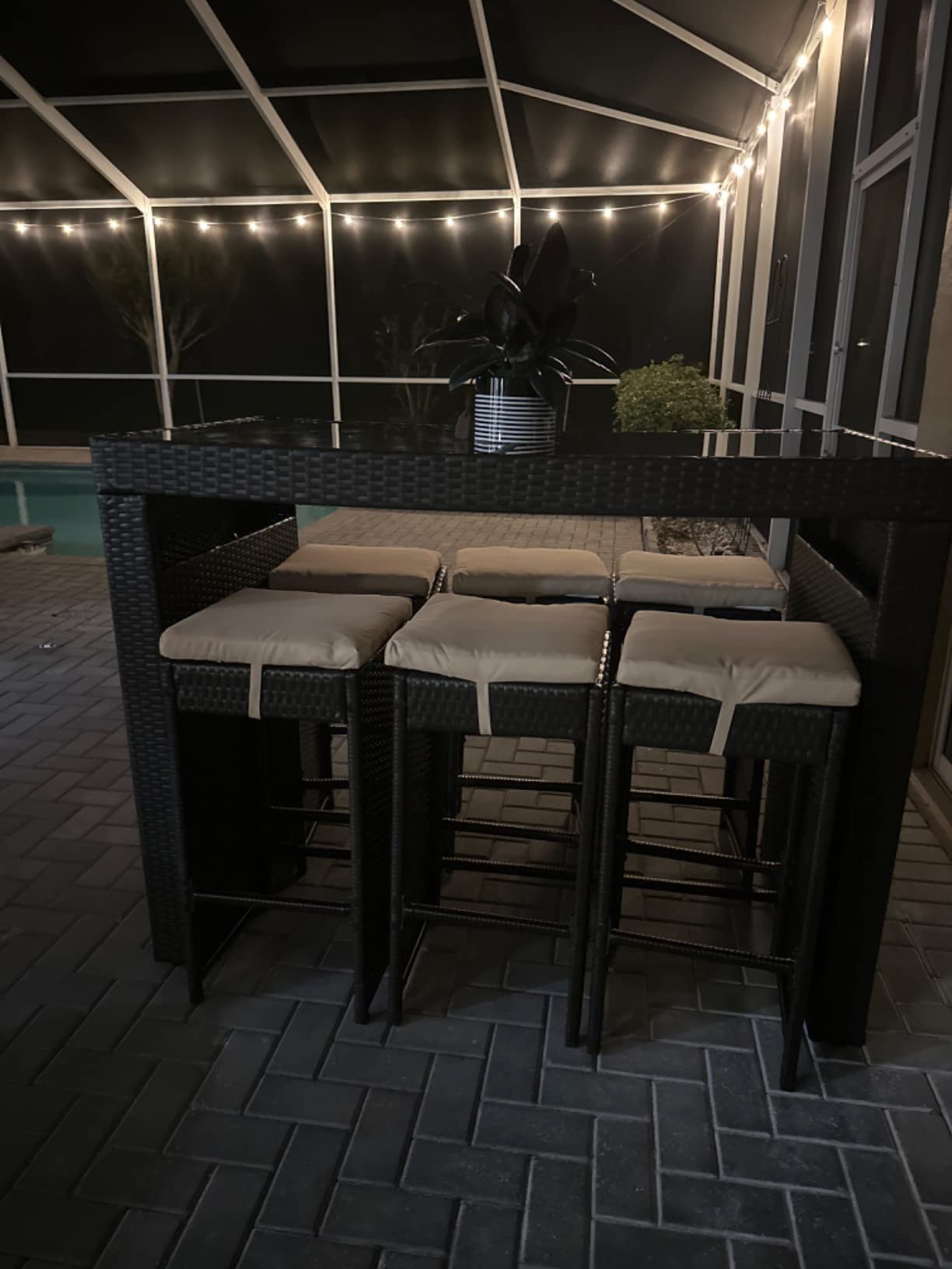 33/mo Finance Best Choice Products 7Piece Outdoor Wicker Bar Dining Set, Rattan Patio