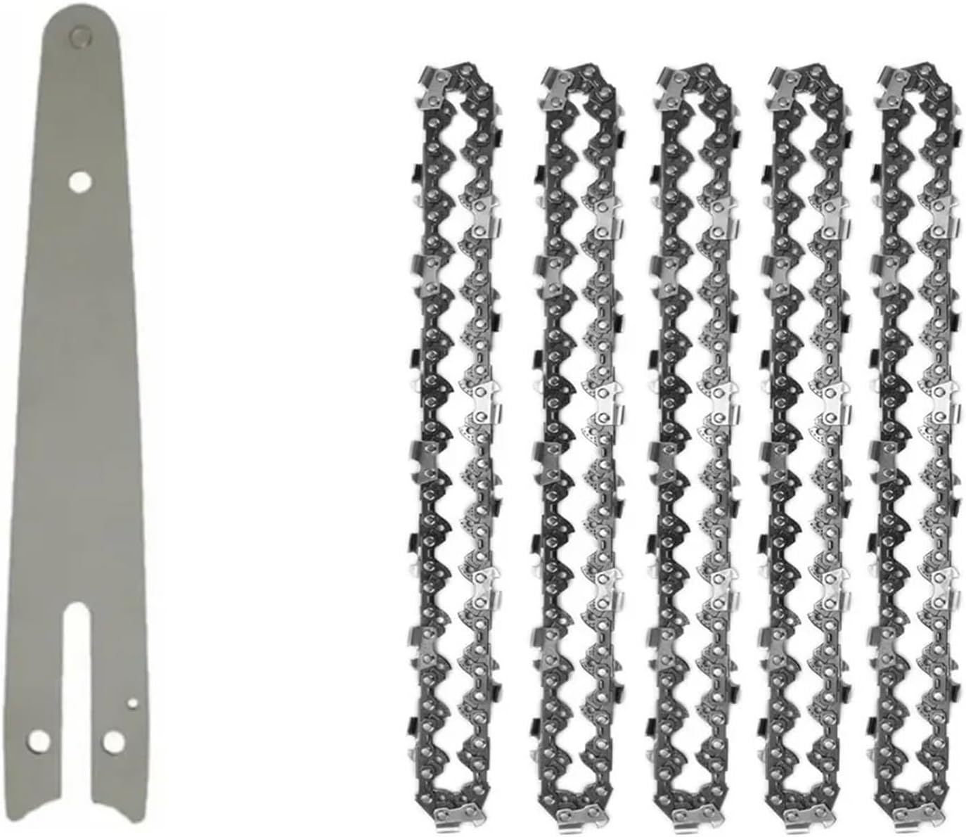 4/6/8 Inch Chains and Guide Bar Mini Steel Chains Electric Saw Blade Electric Power Tool Saw Accessory Replacement Wood Cutting