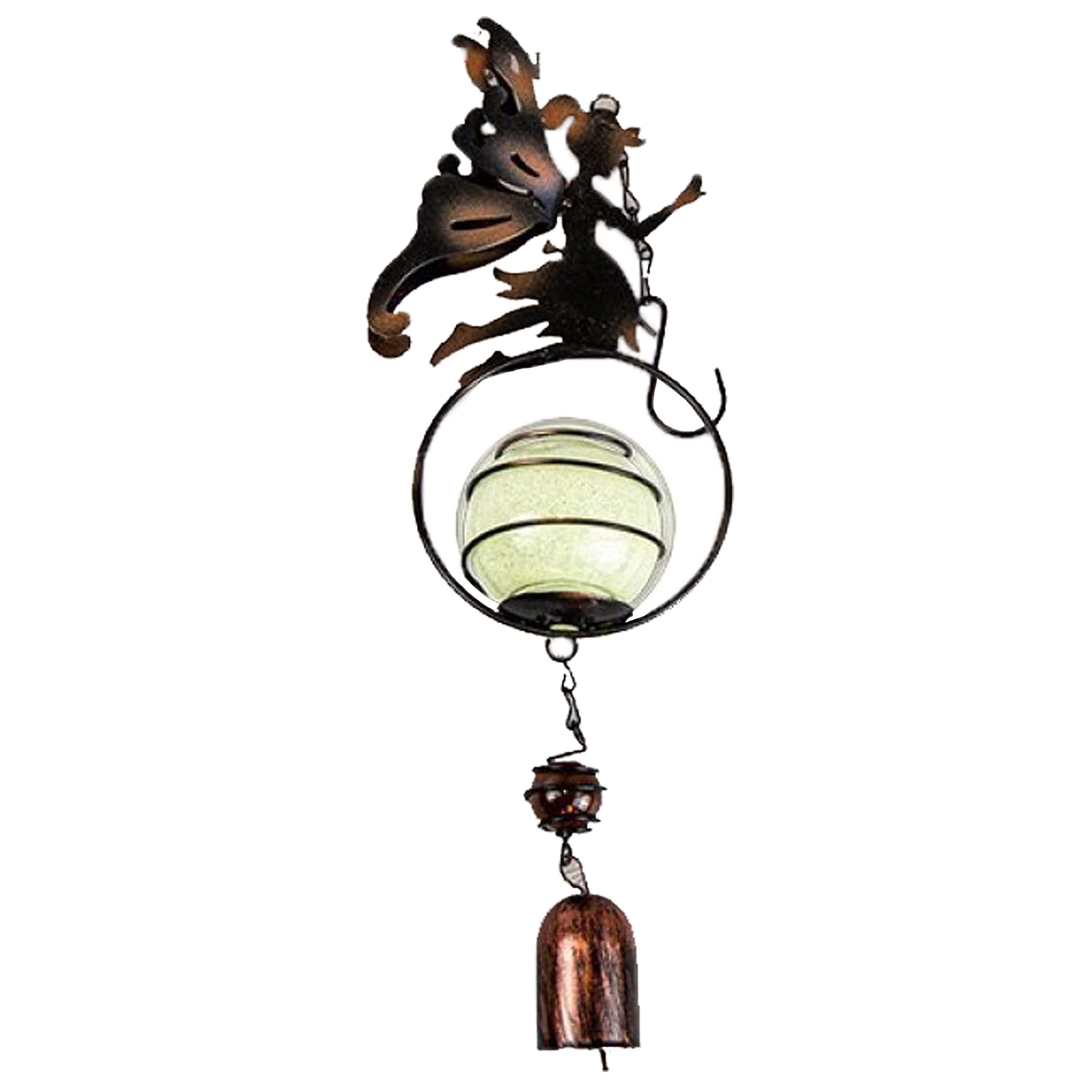 AAMEN Metal Glow in the Dark Hanging Fairy Garden Ornament Outdoor, Fairy Chime Outdoor Garden Decoration, Hanging Solar Lights Outdoor Garden, Waterproof anti-rust & Easy to clean, Garden Decor-H45cm
