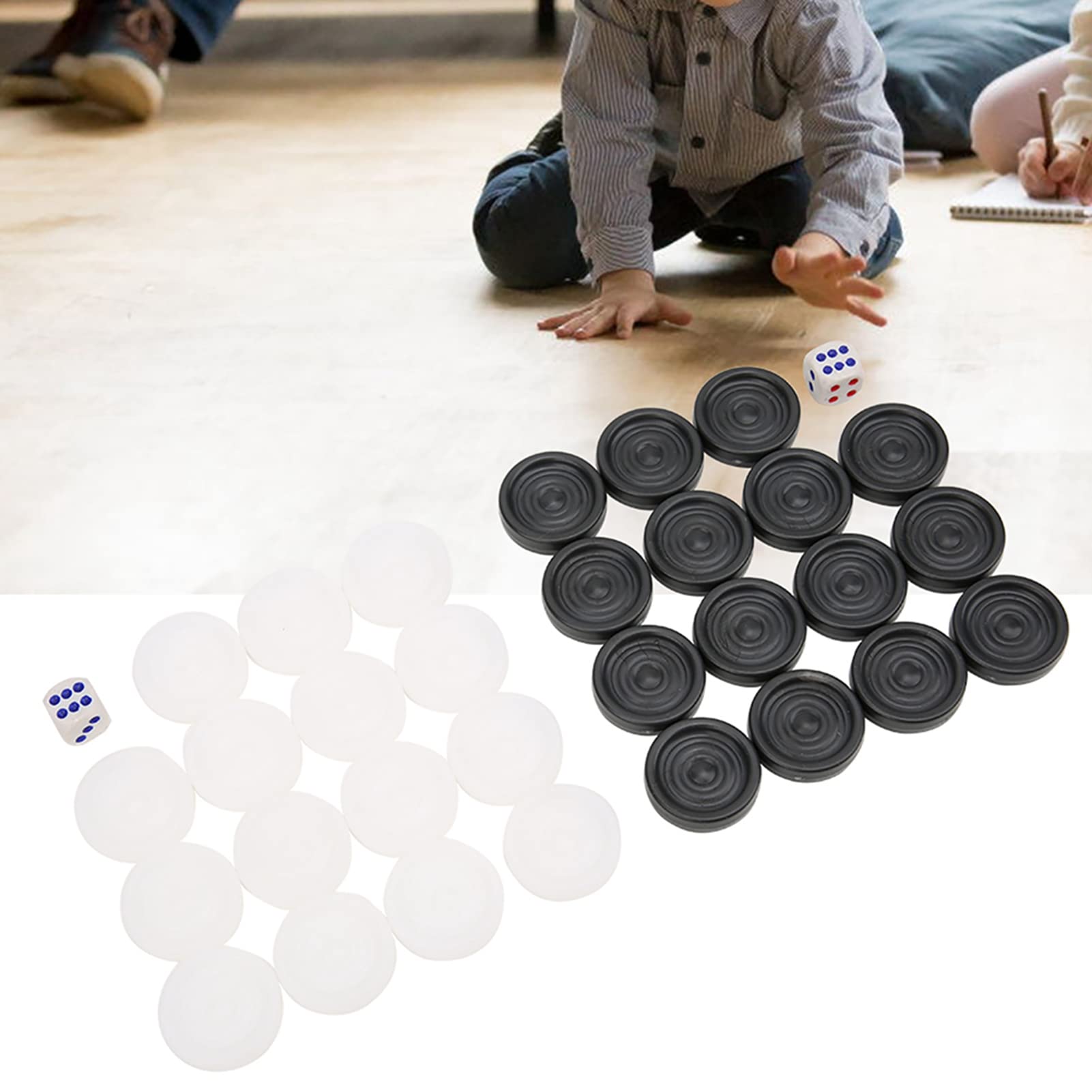 Checkers, Game Pieces For Board Games International Draught Board Game Pieces Plastic Black White Backgammon Plastic Checkers - Image 3