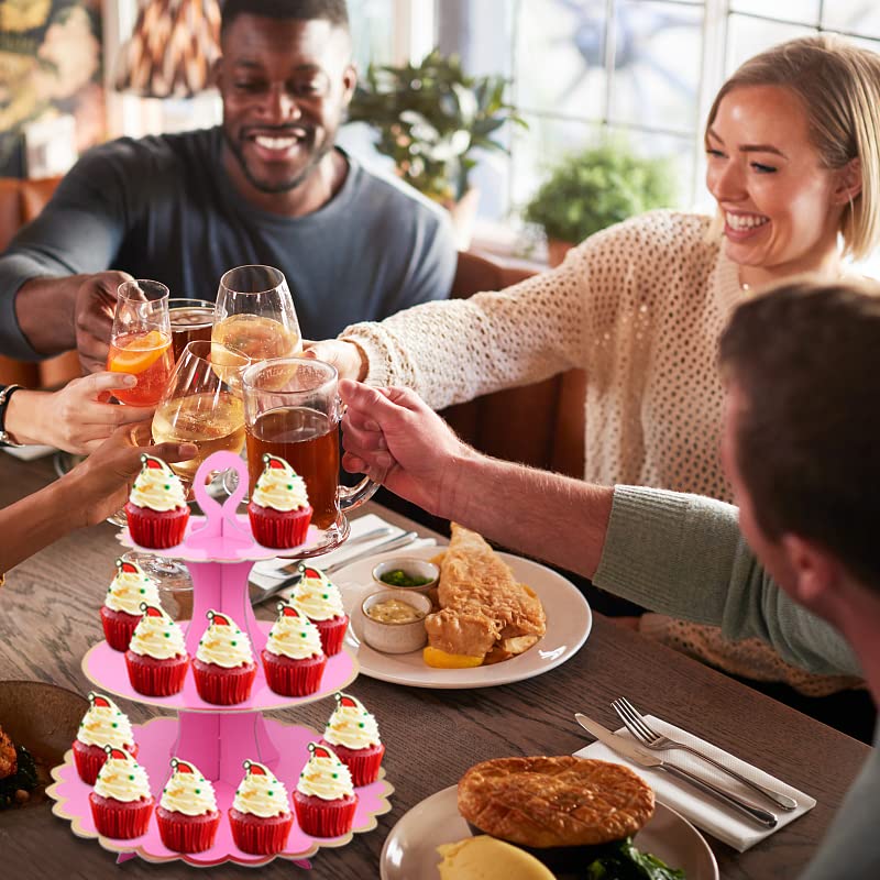 Lot De 2 Présentoirs à Cupcakes 3 Étages Dorés - Support Dentelle Carton Pour Fêtes