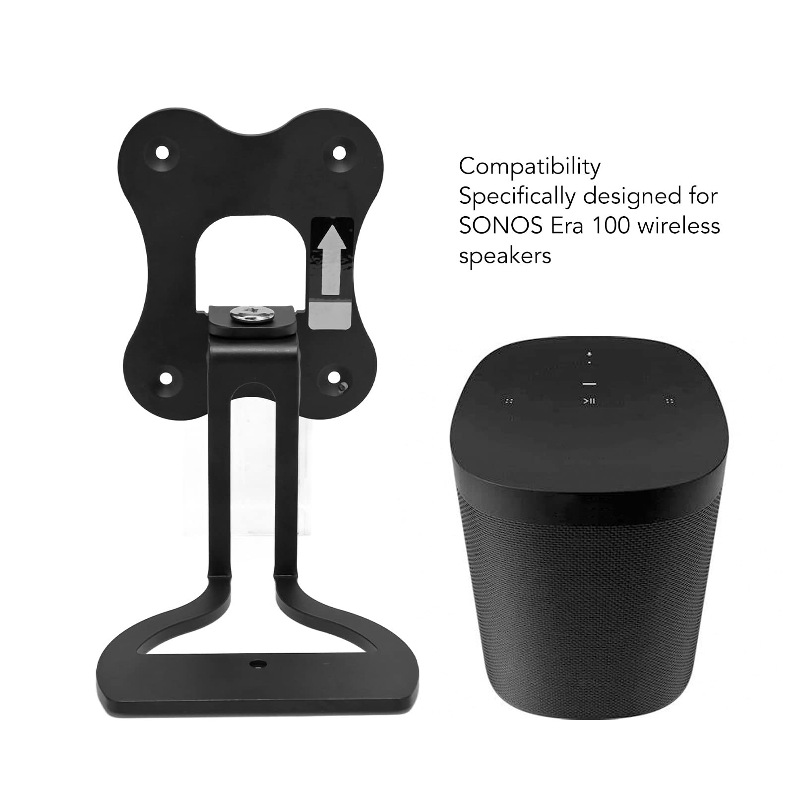 Soporte de Montaje en Pared de Metal Premium para Altavoces Inalámbricos Era 100, Kit de Soporte Giratorio para Ahorro de Espacio para Doméstico (Black)
