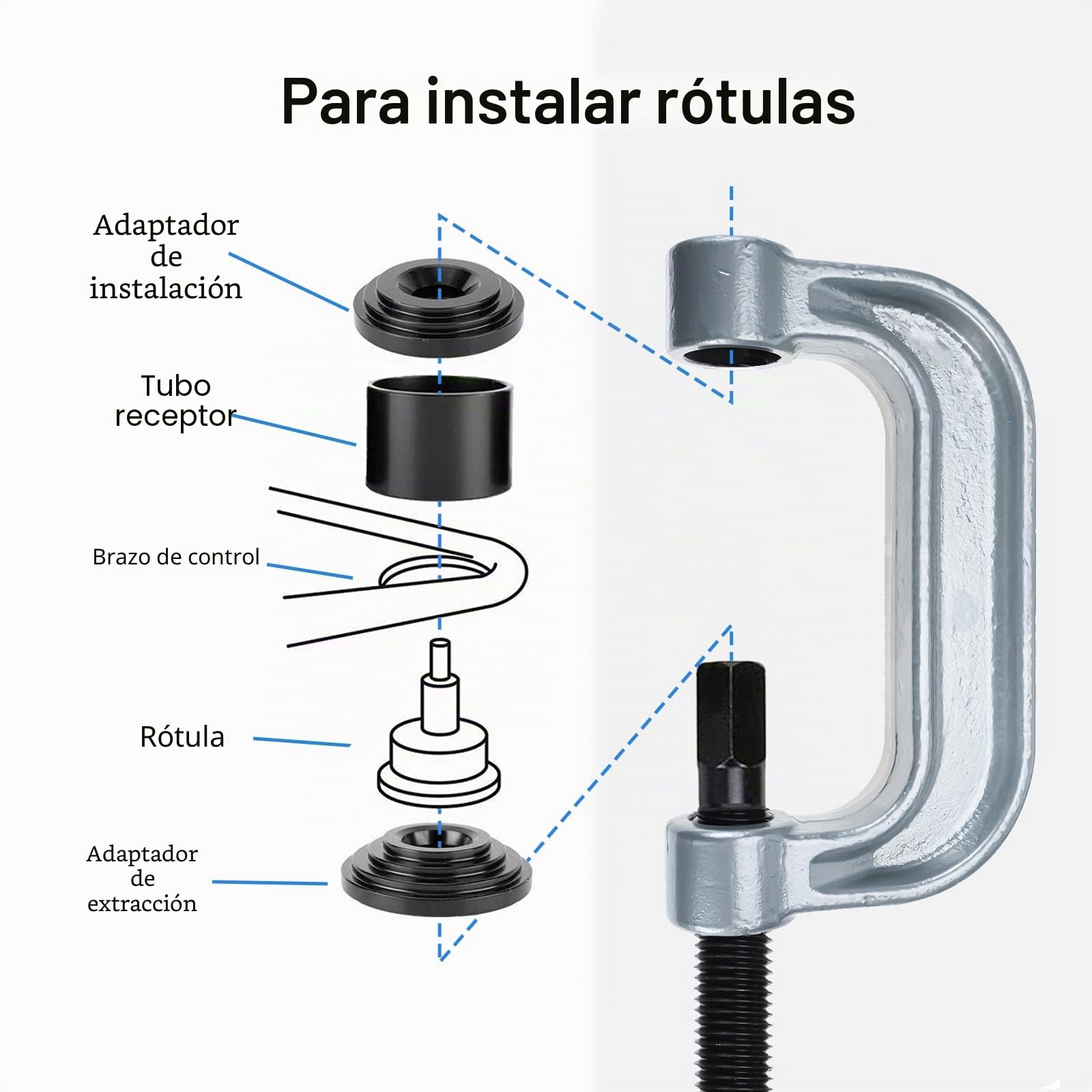 BOOMSTART Kit de herramientas de extracción de juntas en U y prensa de rótula 4 en 1 con adaptadores 4x4 para kit de herramientas de instalación de prensa de juntas 2WD y 4WD