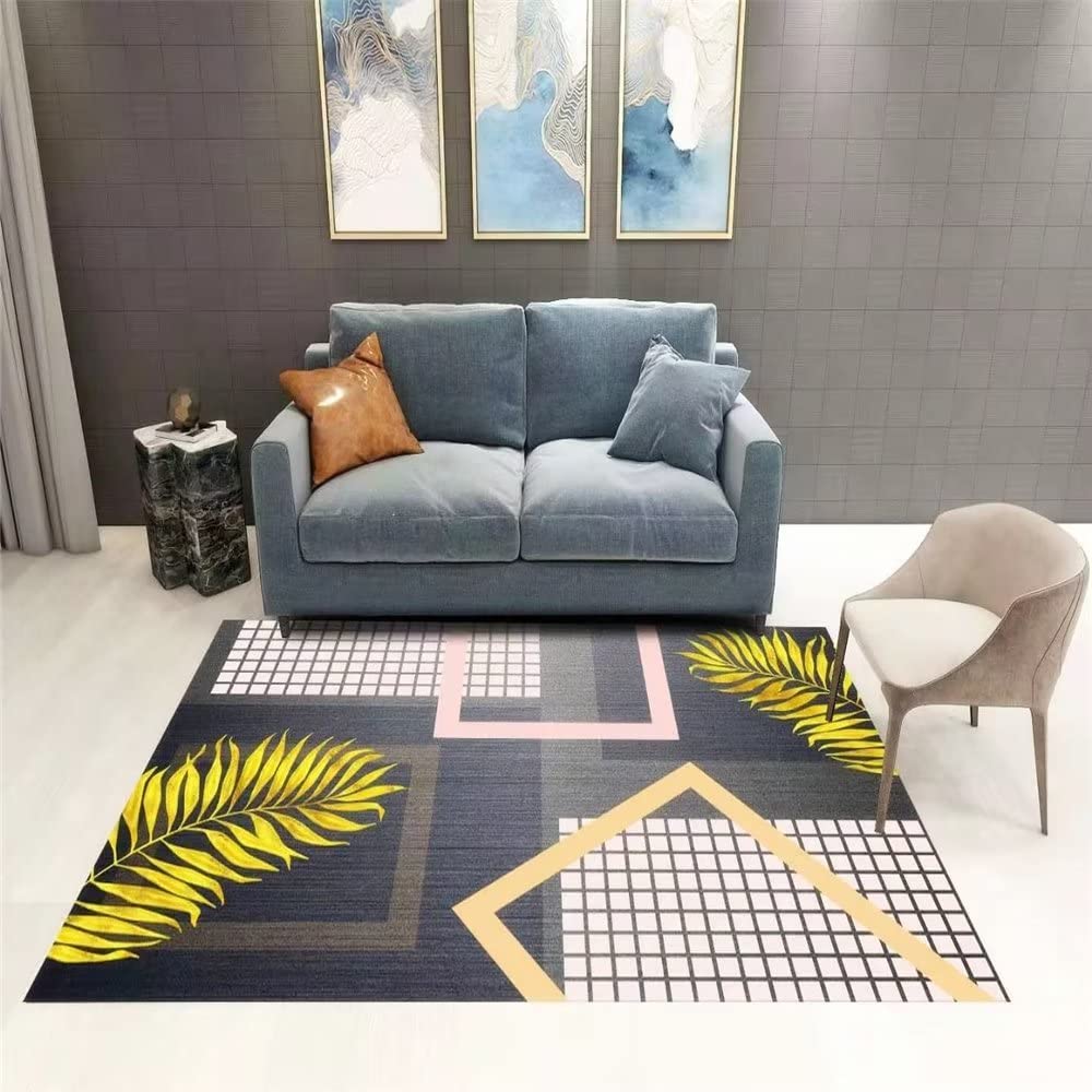 Tapis chambre gamer jaune et noir 140x200cm style géométrique