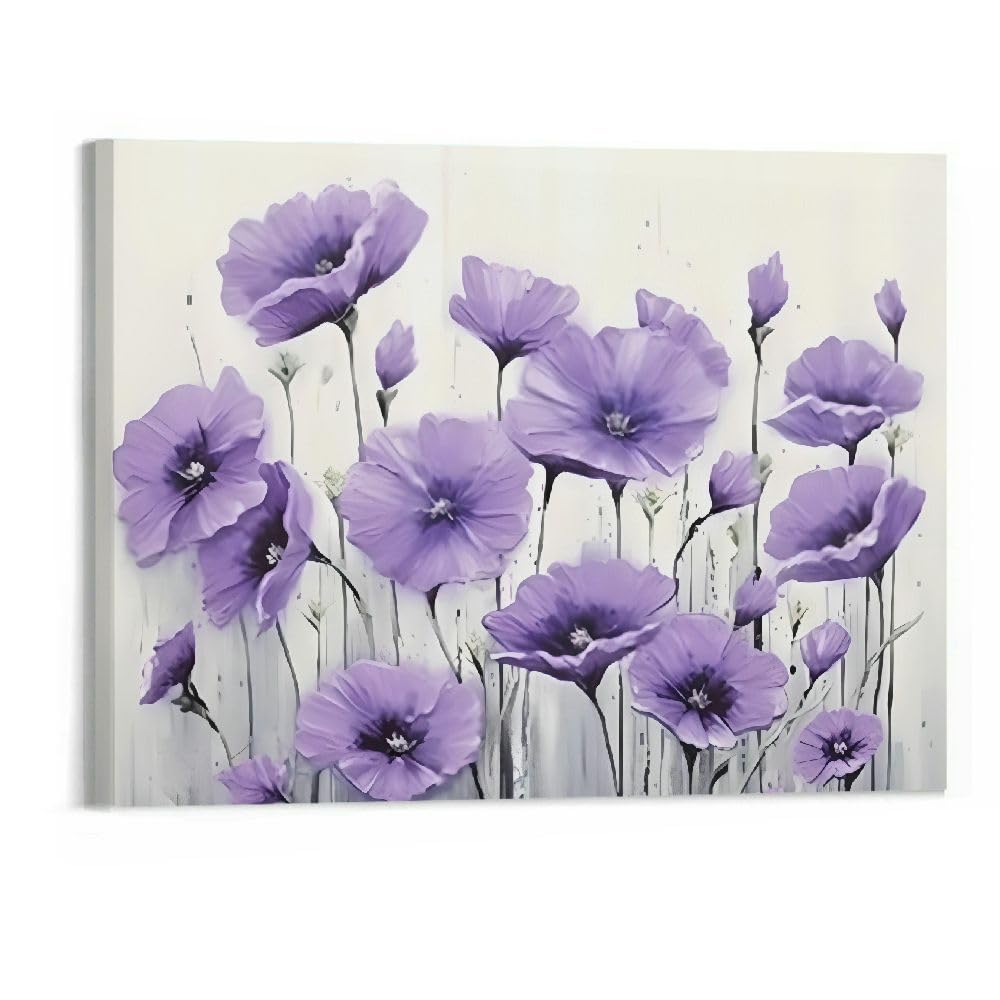 Canvas Wall Art Picture 20x16in for Living Room Bedroom Canvas Painting Fall Decor Purple Flowers