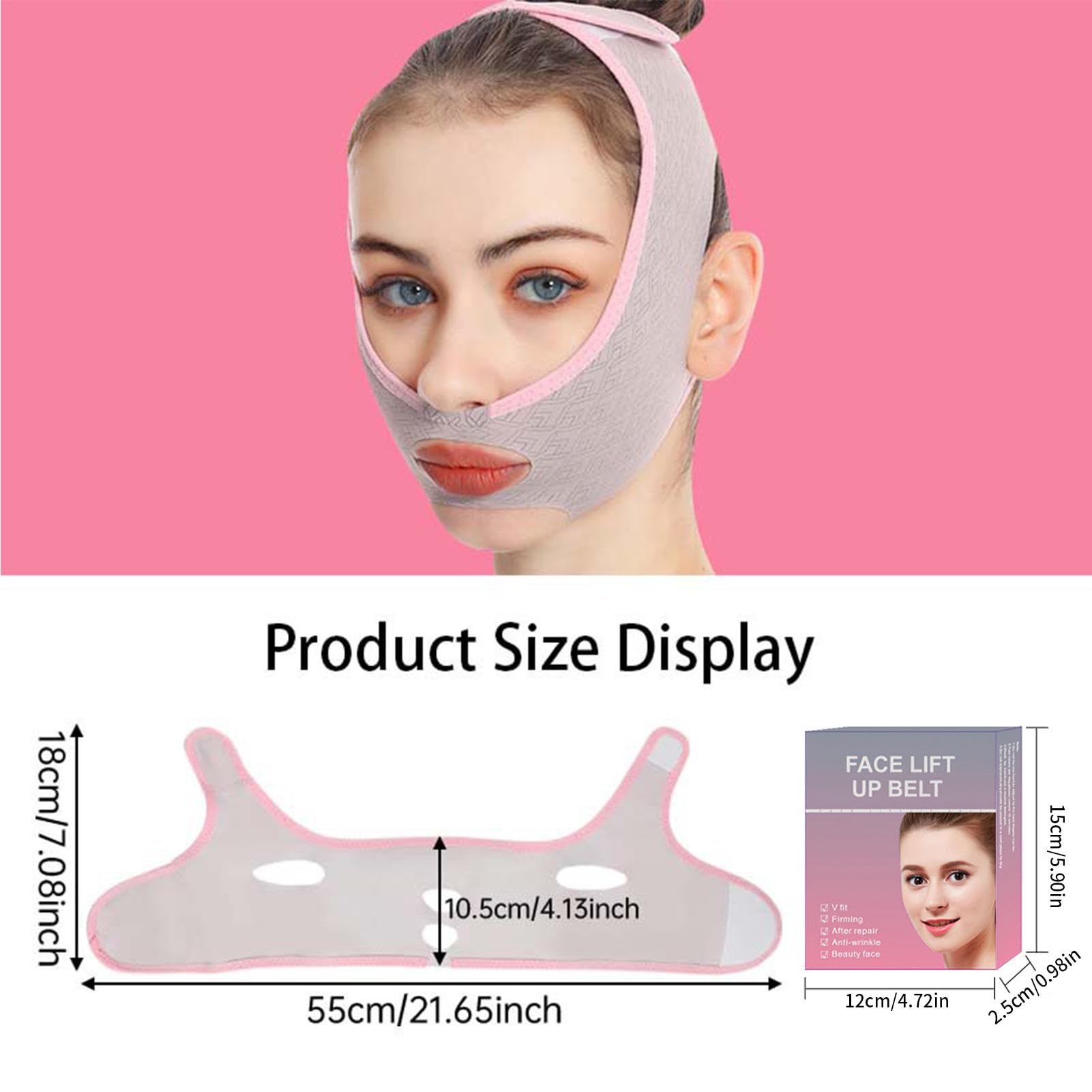 Adjustable V Face Lifting Strap, Breathable Double Chin Reducer, Reusable Face Shaping Band for Firming and Contouring, Comfortable Slimming Belt for Neck, Jawline, and Chin