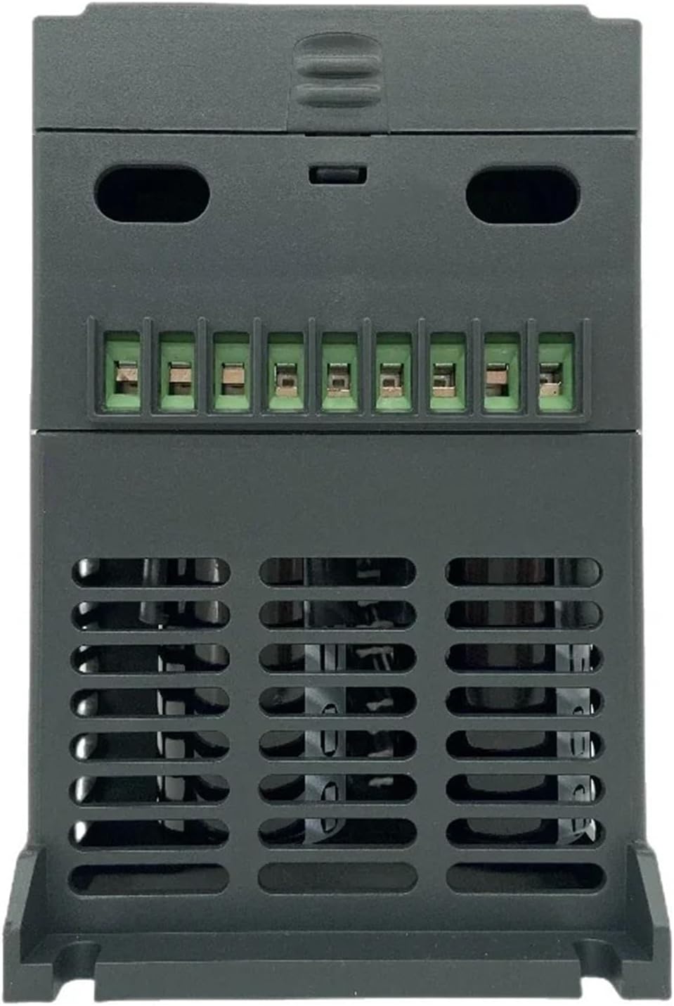 Арткы view of the VFD, showing the terminal block for power and control connections.