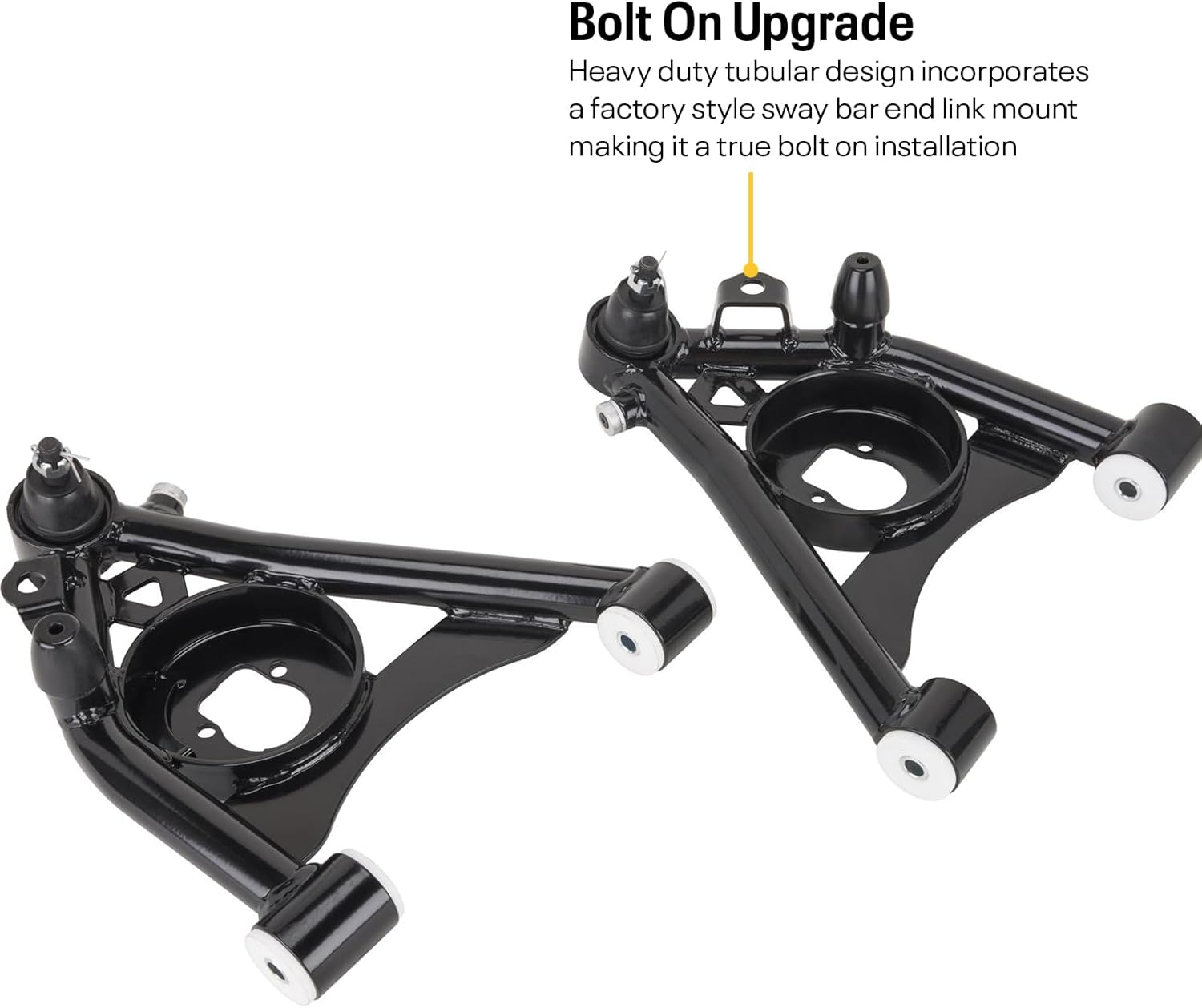 Speedway Motors Tubular Lower Control Arm Kit Compatible With 1982-1992 Camaro Firebird F-Body & G-Body, Heavy Duty DOM Steel Arms, Greaseable Ball Joints & Delrin Bushings, Pair