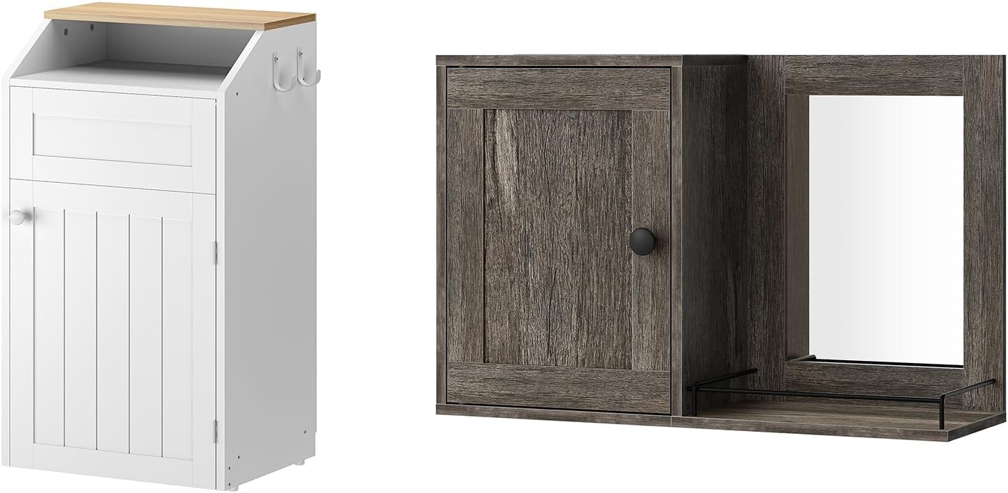 Rash Cabinet, Wall Mounted Home Storage, Medicine Cabinet Mirror, Bathroom Wall Cabinet, Adjustable Shelf, for Laundry Room, Bedroom, Camper, Hallway