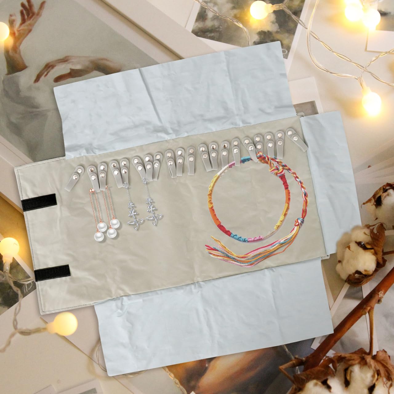 Operitacx Schmuck Rolltasche Organizer Für Reisen Und Zuhause Weiche Schmuck Aufbewahrungstasche Mit Großem Stauraum Für Halsketten Armbänder Und Ohrringe Kompakt Und Leicht Tragbar