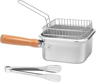 2Pcs/3Pcs Square Deep Fryer Pot with Basket Stainless Steel Portable Multifunctional Chip Frying Pan Quick Heating Kitchen Supplies for French Fries (Silver 3Pcs)