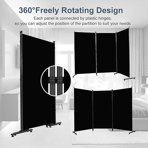 Miniatura 4 de Divisor de habitación de 6 pies y pantallas de privacidad plegables, panel divisor de habitación de 3 paneles, divisor de pared interior para