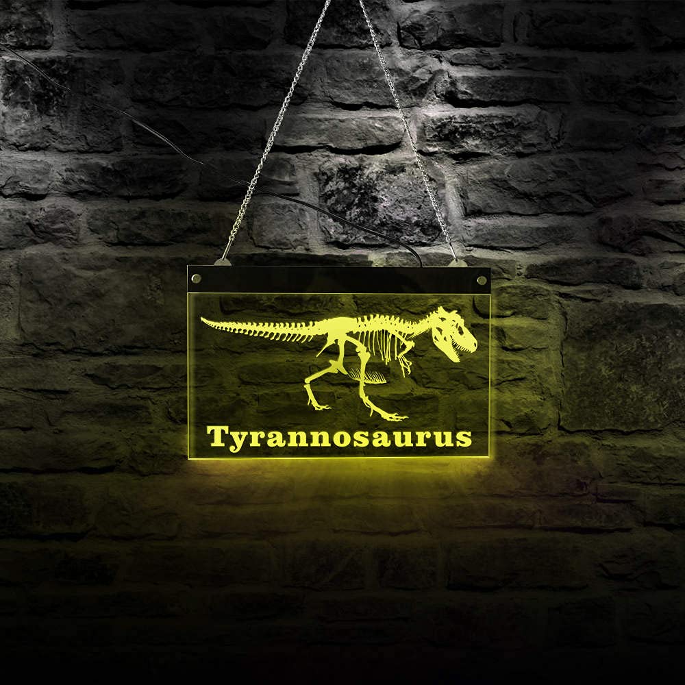 30cm*19cm Tyrannosaurus Rex Skeleton LED Neon Sign Museum LED Lighting Wall Sign Dinosaur T-Rex Decorative Acrylic LED Edge Lighting Art Light Signs
