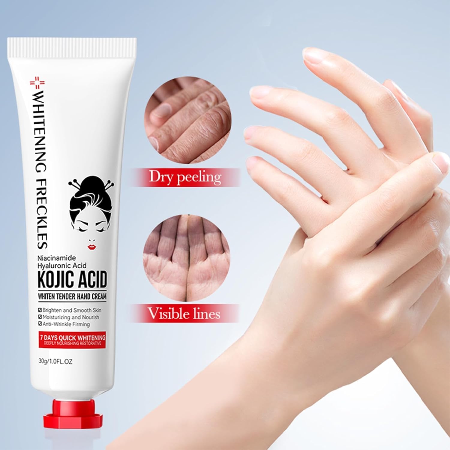 Kojic Acid Face Cream and Kojic Acid Hand Cream Set, Daily Face & Hand Moisturizer with Kojic Acid for Dry Skin, Non-Greasy Fast Absorbing